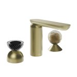 Gessi Perle Bateria umywalkowa 3-otworowa bez korka brass brushed pvd/murano balloton/murano battuto 74748.727
