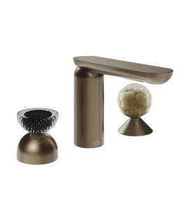 Gessi Perle Bateria umywalkowa 3-otworowa bez korka coffee bronze brushed pvd/murano balloton/murano battuto 74748.761