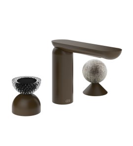 Gessi Perle Bateria umywalkowa 3-otworowa bez korka dark bronze/murano balloton/murano pulegoso 74768.845