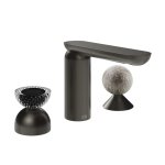 Gessi Perle Bateria umywalkowa 3-otworowa bez korka black metal brushed pvd/murano balloton/murano pulegoso 74768.707
