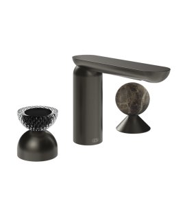 Gessi Perle Bateria umywalkowa 3-otworowa bez korka black metal brushed/murano balloton/emperador darkmarble 74718.707