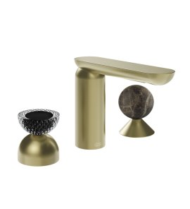 Gessi Perle Bateria umywalkowa 3-otworowa bez korka brass brushed/murano balloton/emperador darkmarble 74718.727