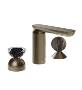 Gessi Perle Bateria umywalkowa 3-otworowa bez korka coffee bronze brushed/murano balloton/emperador darkmarble 74718.761