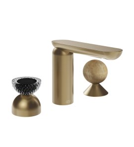 Gessi Perle Bateria umywalkowa 3-otworowa bez korka warm bronze brushed pvd/murano balloton/onyx cola 74738.726