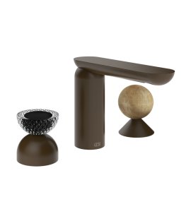 Gessi Perle Bateria umywalkowa 3-otworowa bez korka dark bronze/murano balloton/onyx cola 74738.845
