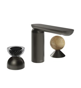 Gessi Perle Bateria umywalkowa 3-otworowa bez korka black metal brushed pvd/murano balloton/onyx cola 74738.707