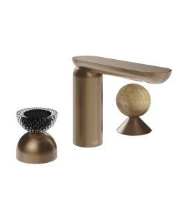 Gessi Perle Bateria umywalkowa 3-otworowa bez korka copper brushed pvd/murano balloton/onyx cola 74738.708