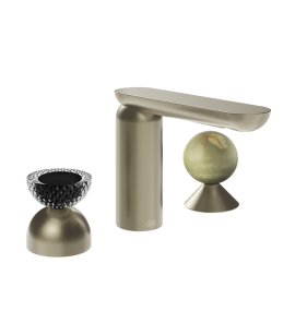 Gessi Perle Bateria umywalkowa 3-otworowa bez korka finox brushed nickel/murano balloton/onyx green 74758.149