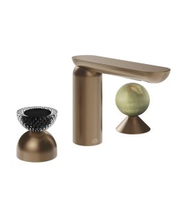 Gessi Perle Bateria umywalkowa 3-otworowa bez korka copper brushed pvd/murano balloton/onyx green 74758.708