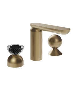 Gessi Perle Bateria umywalkowa 3-otworowa bez korka warm bronze brushed pvd/murano balloton/metal 74708.726
