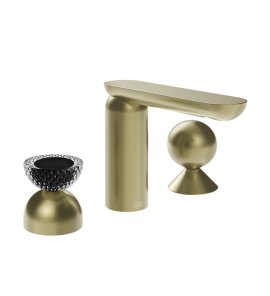 Gessi Perle Bateria umywalkowa 3-otworowa bez korka brass brushed pvd/murano balloton/metal 74708.727