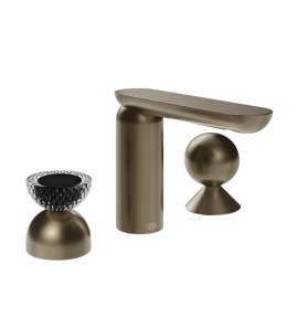 Gessi Perle Bateria umywalkowa 3-otworowa bez korka coffee bronze brushed pvd/murano balloton/metal 74708.761