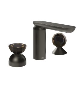 Gessi Perle Bateria umywalkowa 3-otworowa bez korka black metal brushed pvd/murano battuto/murano sfaccettato 74828.707