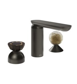 Gessi Perle Bateria umywalkowa 3-otworowa bez korka black metal brushed pvd/murano battuto/murano battuto 74848.707