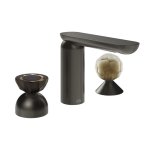 Gessi Perle Bateria umywalkowa 3-otworowa bez korka black metal brushed pvd/murano battuto/murano battuto 74848.707