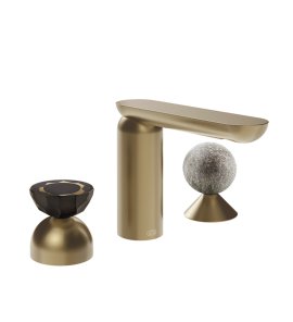 Gessi Perle Bateria umywalkowa 3-otworowa bez korka warm bronze brushed pvd/murano battuto/murano pulegoso 74868.726