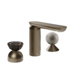 Gessi Perle Bateria umywalkowa 3-otworowa bez korka coffee bronze brushed pvd/murano battuto/murano pulegoso 74868.761