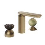 Gessi Perle Bateria umywalkowa 3-otworowa bez korka warm bronze brushed pvd/murano battuto/onyx green 74858.726