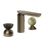 Gessi Perle Bateria umywalkowa 3-otworowa bez korka coffee bronze brushed pvd/murano battuto/onyx green 74858.761