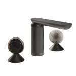 Gessi Perle Bateria umywalkowa 3-otworowa bez korka black metal brushed pvd/murano sfaccettato/murano pulegoso 74265.707
