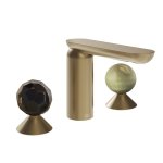 Gessi Perle Bateria umywalkowa 3-otworowa bez korka warm bronze brushed pvd/murano sfaccettato/onyx green 74255.726