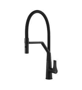 Gessi Proton Bateria kuchenna z obrotową i wyciąganą wylewką Matte Black 17191.299