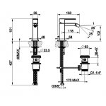 Gessi Rettangolo Bateria bidetowa jednootworowa z korkiem chrom 20007.031