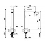 Gessi Rettangolo Bateria umywalkowa jednootworowa wysoka bez korka stainless steel 11922.149