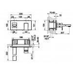Gessi Rettangolo Bateria umywalkowa ścienna element zewnętrzny chrom 44836.031