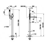 Gessi Rettangolo Bateria wannowa wolnostojąca ze słuchawką i wężem część zewnętrzna chrom 24961.031