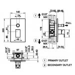 Gessi Rettangolo Bateria wannowo-prysznicowa ścienna z przełącznikiem 1-drożnym wanna/prysznic chrom 44604.031