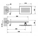 Gessi Rettangolo Deszczownica z ramieniem ściennym chrom 20148.031