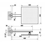 Gessi Rettangolo Deszczownica z ramieniem ściennym chrom 15185.031