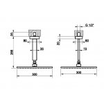 Gessi Rettangolo Deszczownica z ramieniem sufitowym chrom 15186.031