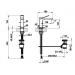 Gessi Rettangolo K Bateria umywalkowa jednootworowa z korkiem chrom 53001.031