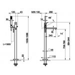 Gessi Rettangolo K Bateria wannowa wolnostojąca część zewnętrzna chrom 53129.031