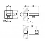 Gessi Rettangolo Kolanko wypływu z uchwytem na słuchawkę Finox Brushed Nickel 20161.149