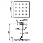 Gessi Rilievo Deszczownica kwadratowa 25x25 cm z ramieniem sufitowym chrom 59155.031