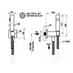 Gessi RILIEVO Zestaw bidetka z przyłączem chrom 59153.031