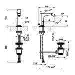 Gessi Ventaglio Bateria bidetowa z korkiem klik-klak Copper Brushed PVD 72007.708