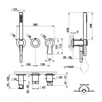 Gessi Ventaglio Bateria natryskowa 3-otworowa podtynkowa z zestawem prysznicowym - element zewnętrzny Warm Bronze Brushed PVD 72036.726