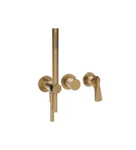 Gessi Ventaglio Bateria natryskowa 3-otworowa podtynkowa z zestawem prysznicowym - element zewnętrzny Warm Bronze Brushed PVD 72036.726