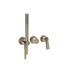 Gessi Ventaglio Bateria natryskowa 3-otworowa podtynkowa z zestawem prysznicowym - element zewnętrzny Finox Brushed Nickel 72036.149