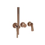 Gessi Ventaglio Bateria natryskowa 3-otworowa podtynkowa z zestawem prysznicowym - element zewnętrzny Copper Brushed PVD 72036.708