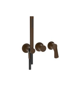 Gessi Ventaglio Bateria natryskowa 3-otworowa podtynkowa z zestawem prysznicowym - element zewnętrzny Dark Bronze 72036.845
