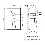 Gessi Ventaglio Bateria prysznicowa podtynkowa 2-drożna - element zewnętrzny Warm Bronze Brushed PVD 72079.726
