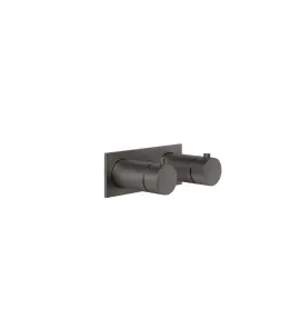 Gessi Ventaglio Bateria prysznicowa termostatyczna podtynkowa 2-drożna - element zewnętrzny Black Metal Brushed PVD 63334.707