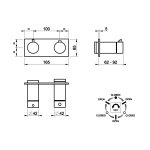 Gessi Ventaglio Bateria prysznicowa termostatyczna podtynkowa 3-drożna - element zewnętrzny Black Metal Brushed PVD 63336.707