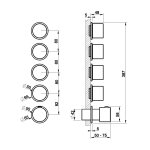 Gessi Ventaglio Bateria prysznicowa termostatyczna podtynkowa 4-drożna - element zewnętrzny Finox Brushed Nickel 63438.149