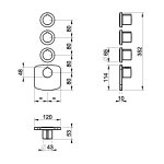 Gessi Ventaglio Bateria prysznicowa termostatyczna podtynkowa 3-drożna - element zewnętrzny Finox Brushed Nickel 43236.149